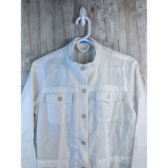 J.Mclaughlin NWT 100% Linen Vista Jacket S Womens White Enamel‎ ButtonPockets - Picture 3 of 10